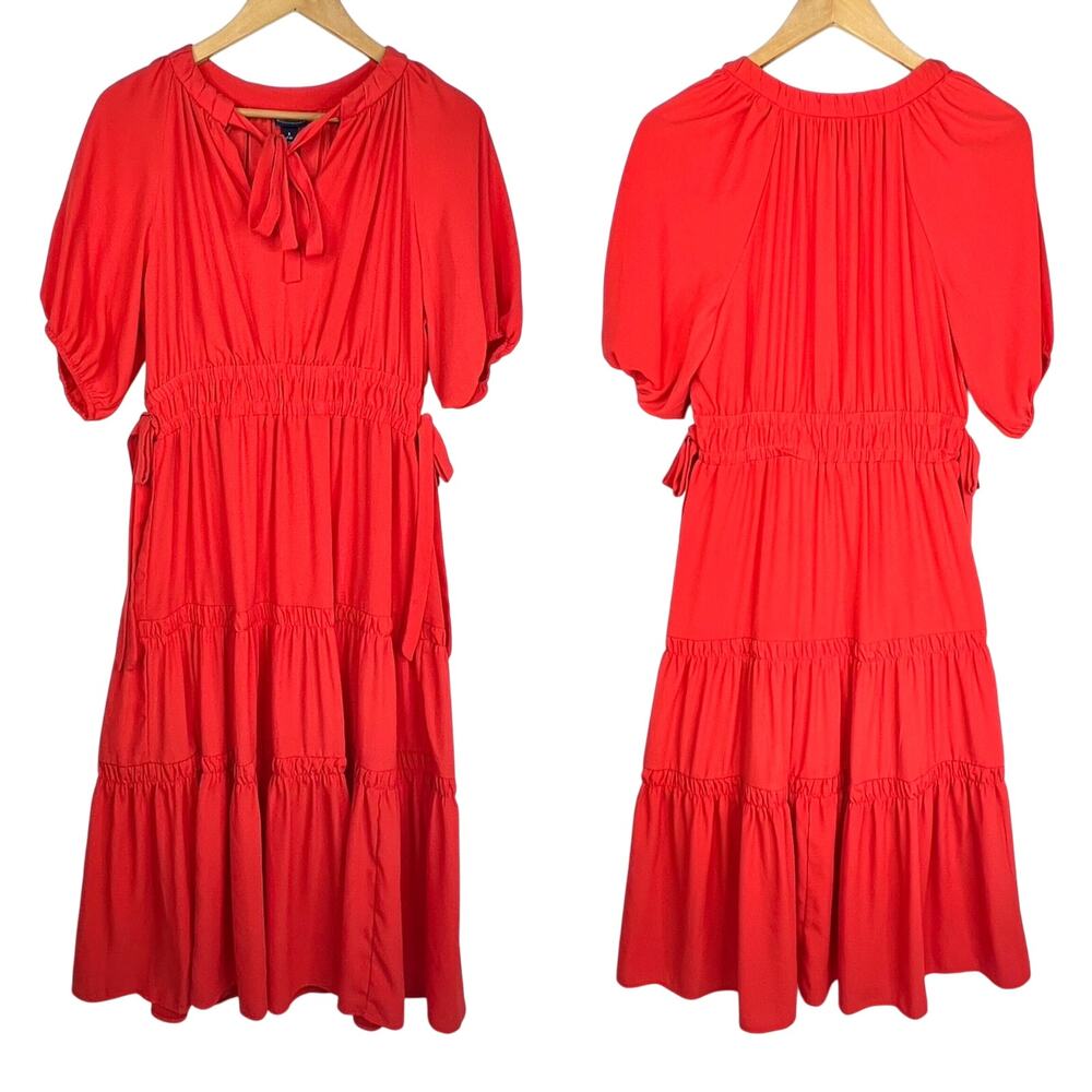 Scoop Coral Ruffle Tiered Dress S